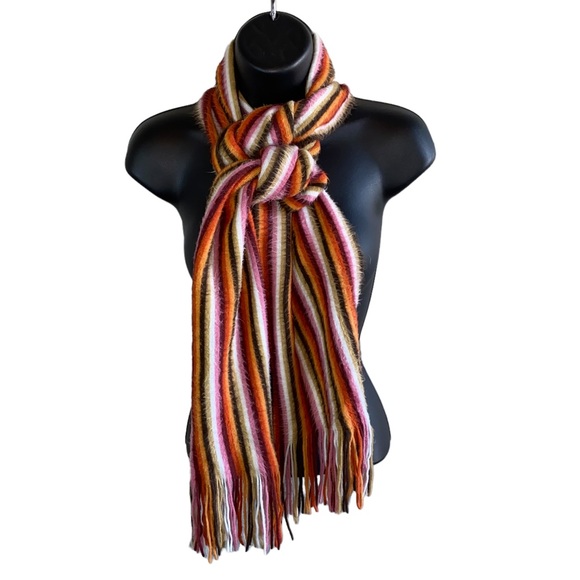Cejon Striped Multicolored Scarf with Fringe - Picture 1 of 5